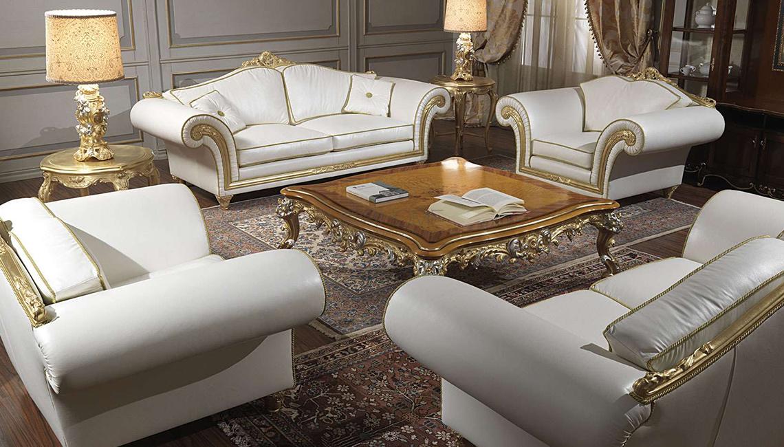 Imperial living room in white leather 沙發